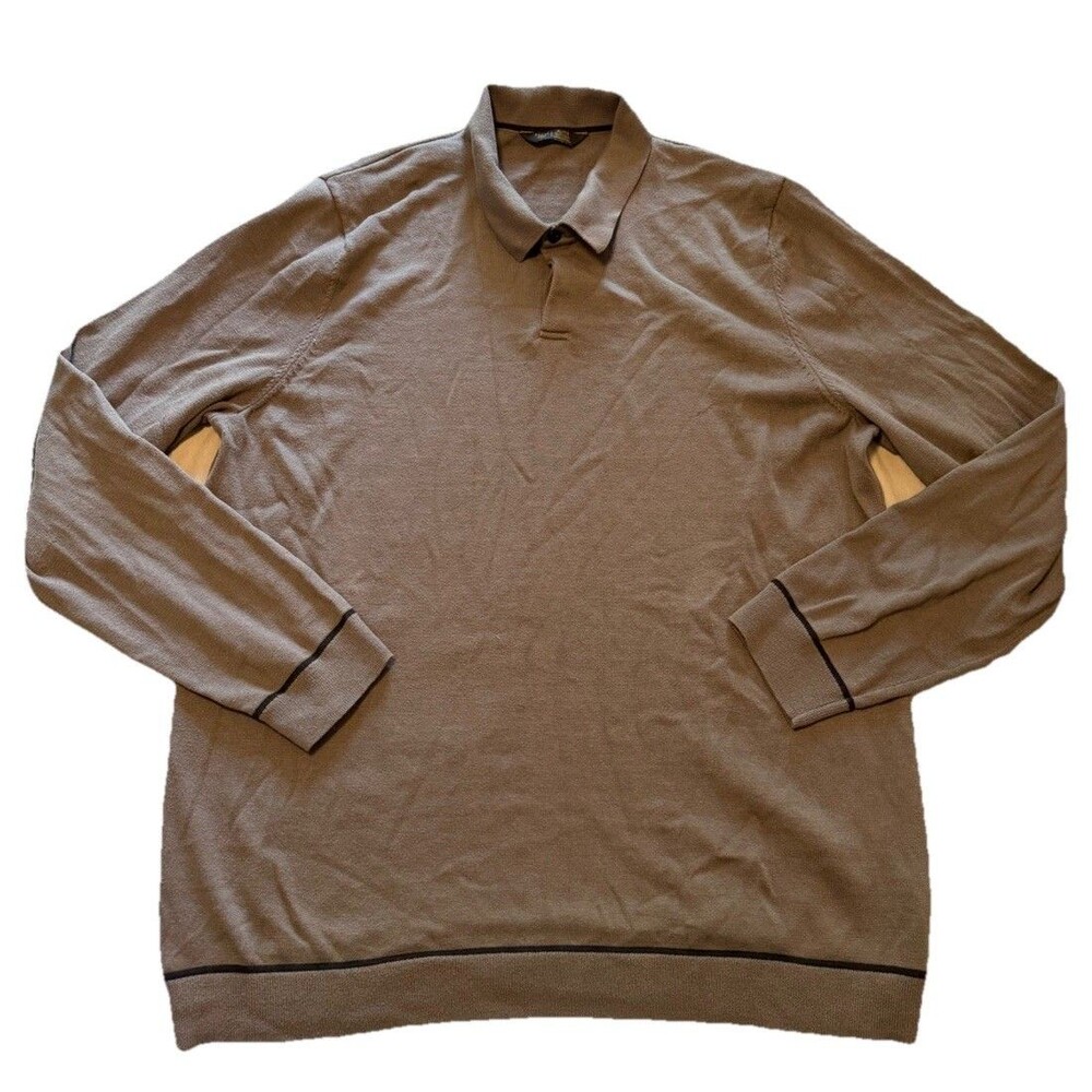 Rhone Polo Shirt XL Compass Knit Long Sleeve Smoke Gray Performance